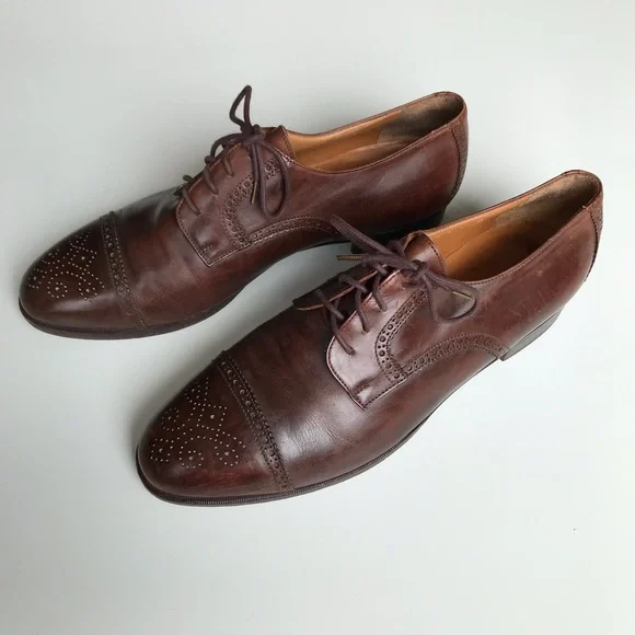 Ralph Lauren Dark Brown Leather Lace-Up Oxfords Polo Ralph Lauren Lars Saddle Oxford Shoes Mens Size 11D  main image 3